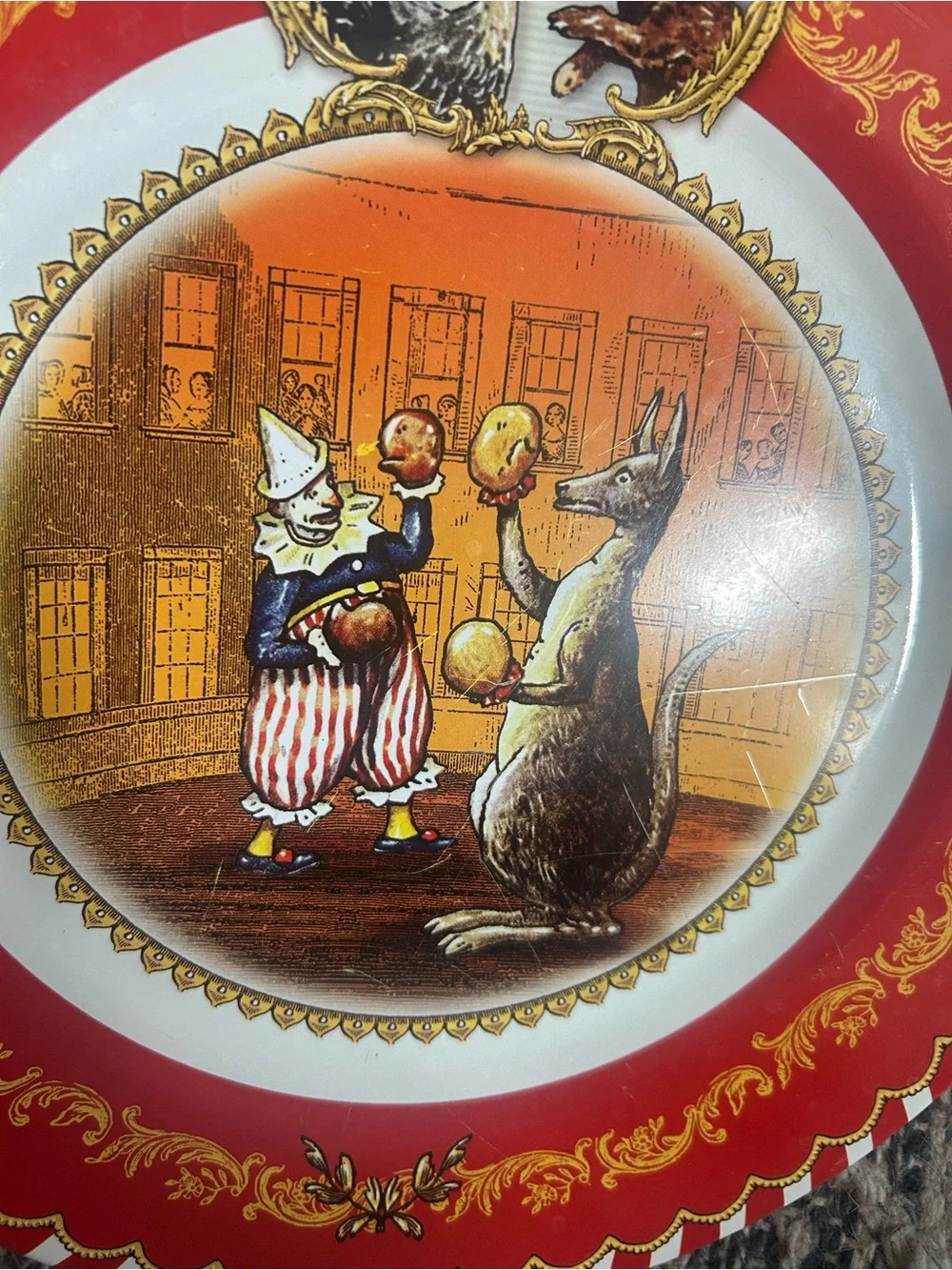 Restoration Hardware Vintage Collectible Antique Circus Animal Tin 4 Set Plates
